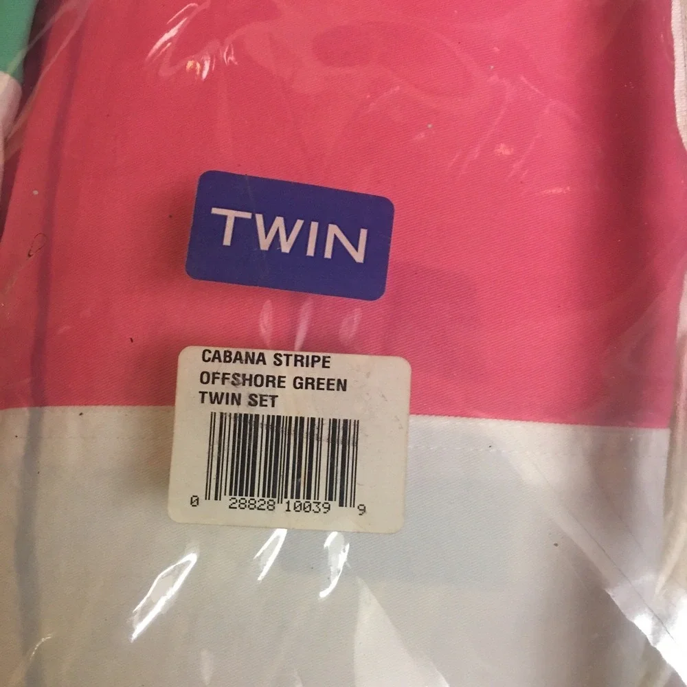 Southern Tide Cabana Stripe Twin Comforter 3 Pc.Set Lite Coral Mint Green Yellow